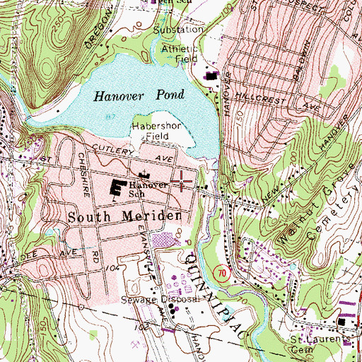 Topographic Map of South Meriden Shopping Center, CT