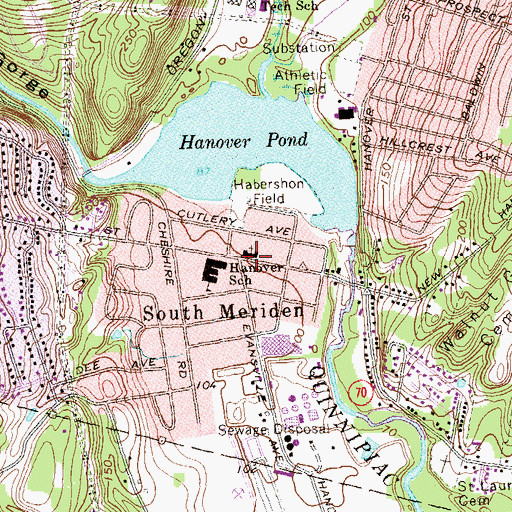 Topographic Map of South Meriden United Methodist Church, CT
