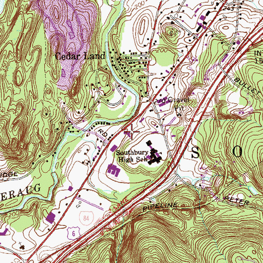 Topographic Map of Southbury Public Library, CT