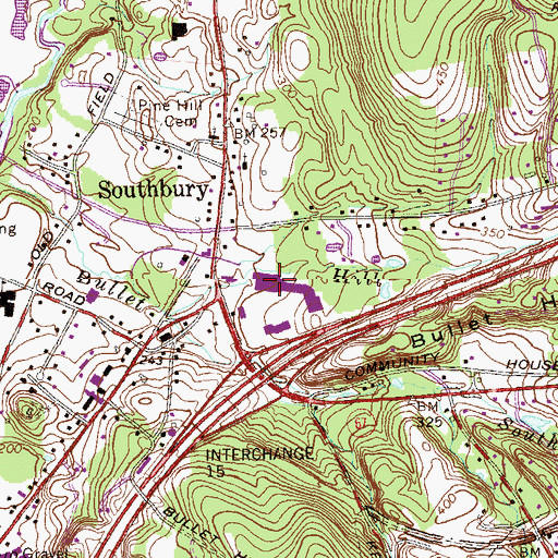 Topographic Map of Southbury Shopping Plaza, CT