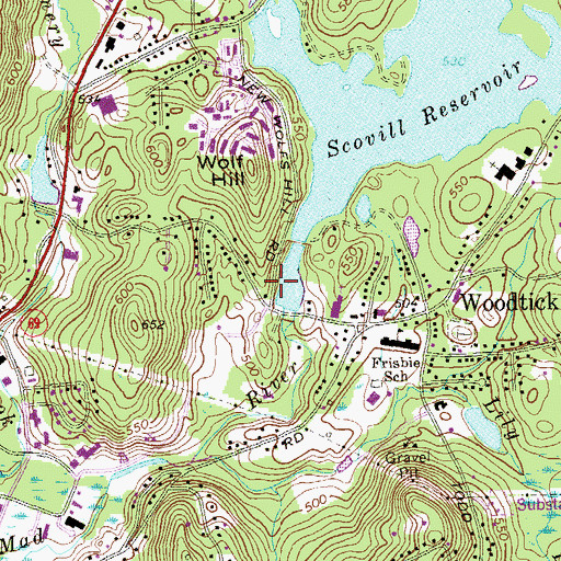 Topographic Map of Southwest District School (historical), CT