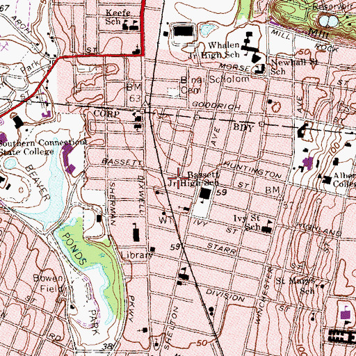 Topographic Map of State of Connecticut Social Services, CT