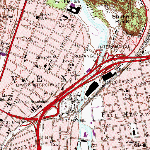 Topographic Map of State Street Triangle, CT