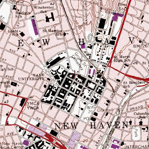 Topographic Map of Sterling Law Building, CT