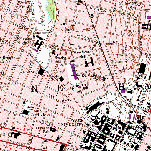 Topographic Map of Stetson Branch Library, CT