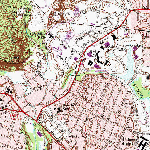 Topographic Map of Stores Receiving, CT
