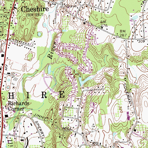 Topographic Map of Strathmore Woods, CT