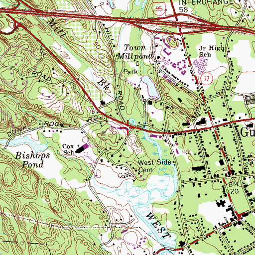 Topographic Map of Strawberry Hill Shopping Center, CT
