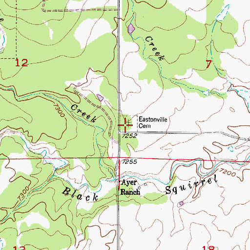 Topographic Map of Eastonville Cemetery, CO