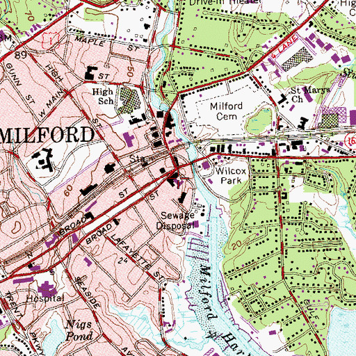 Topographic Map of Taylor Memorial Library, CT