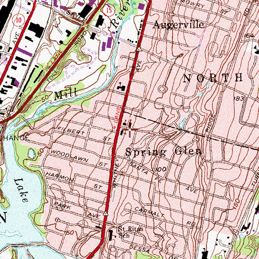 Topographic Map of Temple Beth Shalom, CT