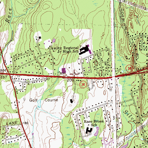 Topographic Map of Temple Emanuel Library, CT