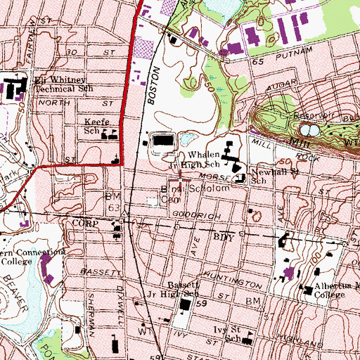 Topographic Map of Temple Victory, CT