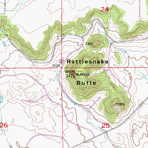 Topographic Map of Rattlesnake Butte, CO