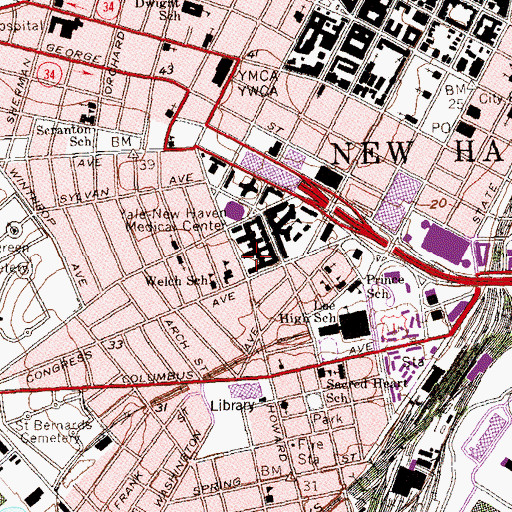 Topographic Map of Tompkins Building, CT