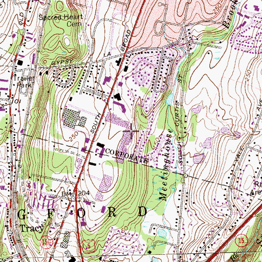 Topographic Map of Town Line Square Shopping Center, CT