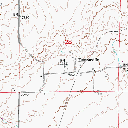 Topographic Map of Eastonville, CO