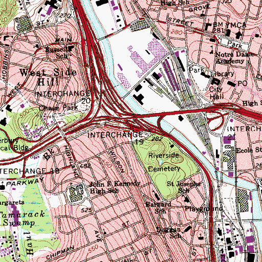 Topographic Map of Town Plot, CT