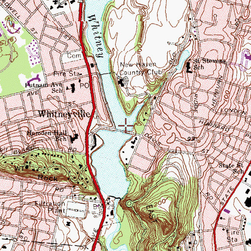 Topographic Map of Towns Bridge, CT