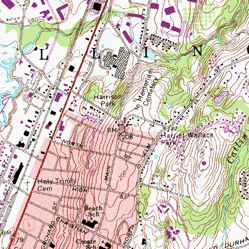 Topographic Map of Triangular Park, CT