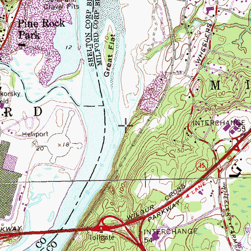 Topographic Map of Turkey Hill Brook, CT