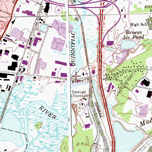 Topographic Map of Tuttle Bridge (historical), CT