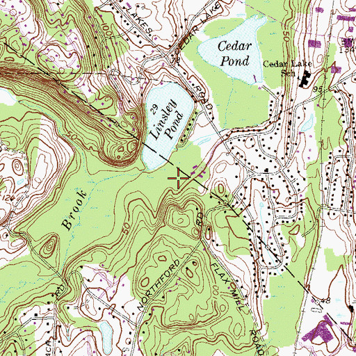 Topographic Map of Twin Lakes Golf Course, CT
