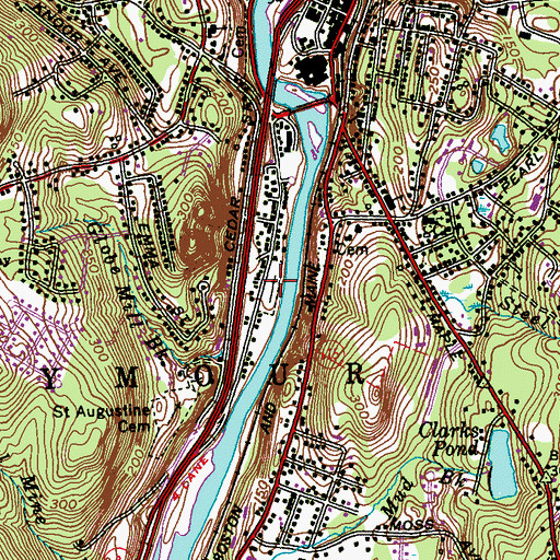 Topographic Map of Union Cemetery, CT