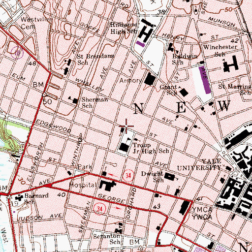 Topographic Map of Union Temple, CT