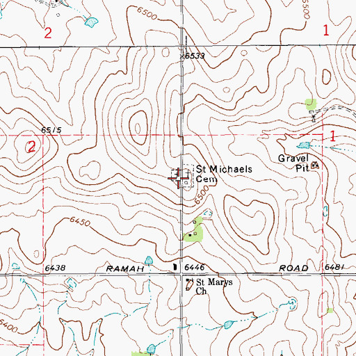 Topographic Map of Saint Michaels Cemetery, CO