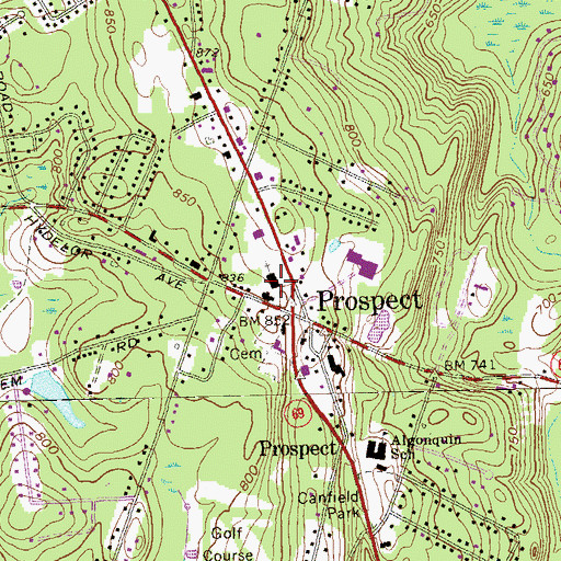 Topographic Map of United Church of Christ Library, CT