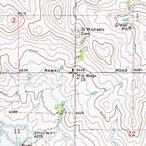 Topographic Map of Saint Marys Church, CO