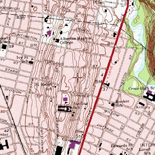 Topographic Map of Upper School, CT