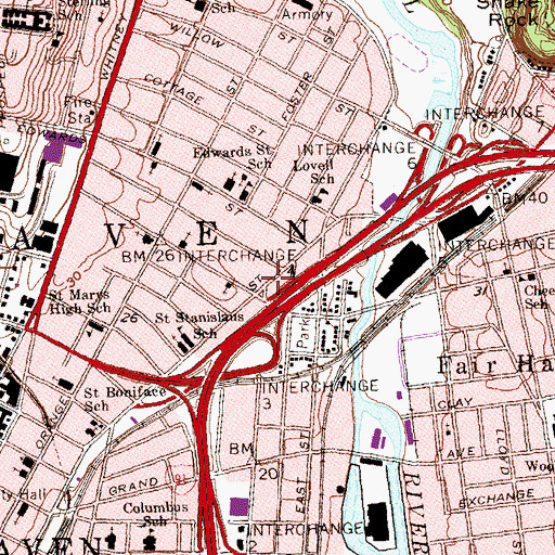 Topographic Map of Upper State Street Historic District, CT