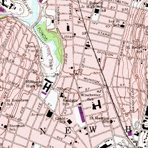 Topographic Map of Urban Youth Center Elementary School, CT