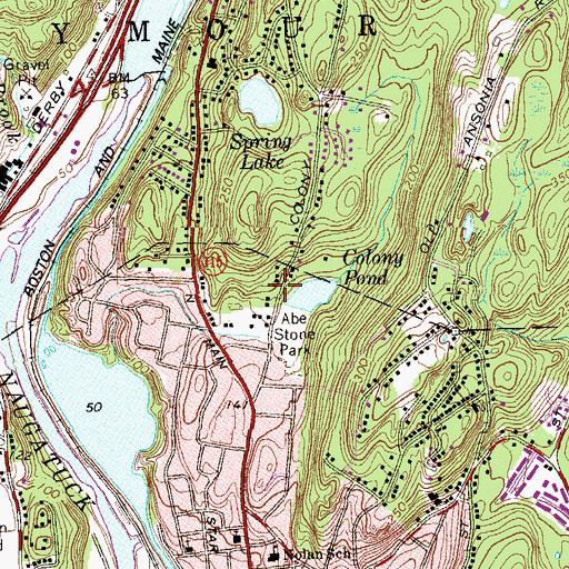 Topographic Map of Valley Assembly of God Church, CT
