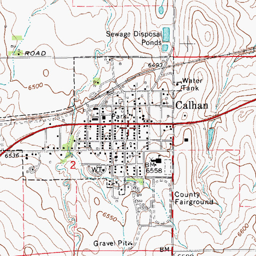 Topographic Map of Calhan, CO