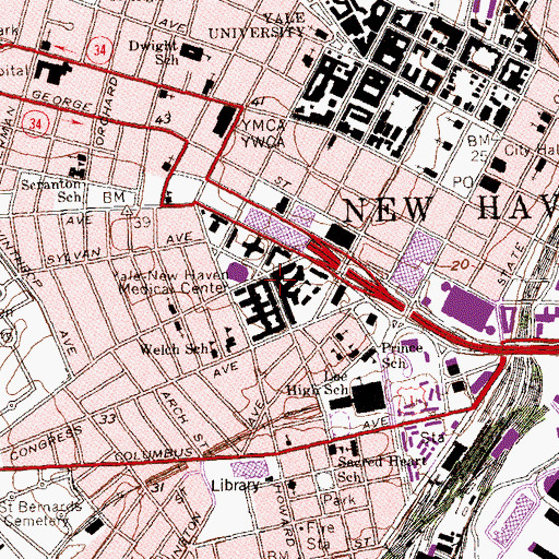 Topographic Map of Varick African Methodist Episcopal Zion Church, CT