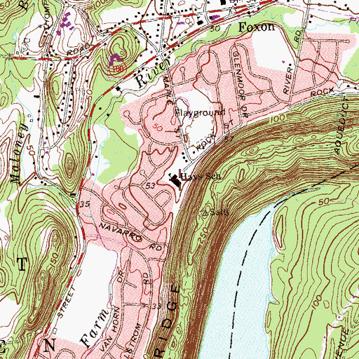 Topographic Map of Vernon Hays School, CT