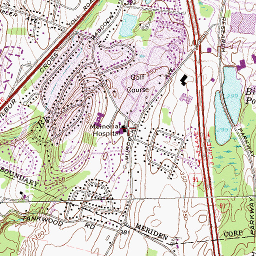 Topographic Map of Veterans Memorial Hospital Health Sciences Library, CT