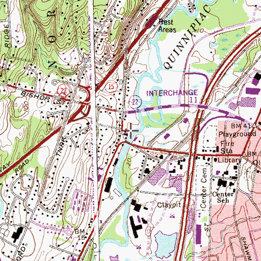 Topographic Map of Waldbaums Shopping Plaza Shopping Center, CT