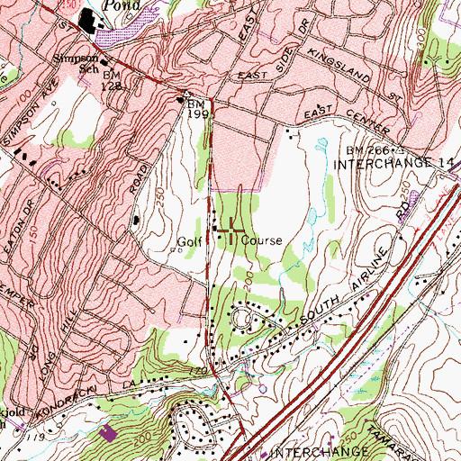 Topographic Map of Wallingford Country Club, CT