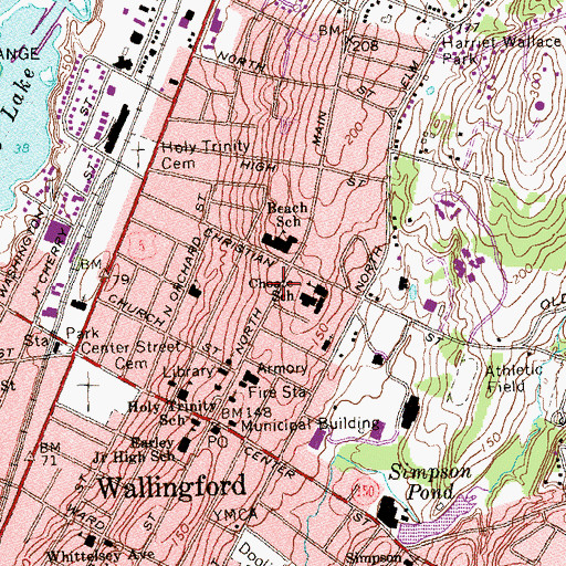 Topographic Map of Wallingford Historical Society Building, CT
