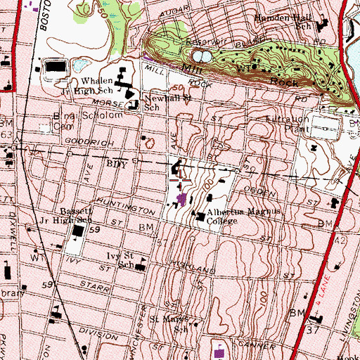 Topographic Map of Walsh Building, CT
