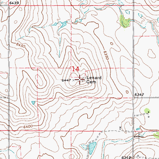 Topographic Map of Lenard Cemetery, CO
