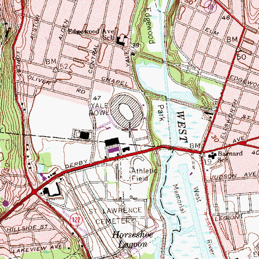 Topographic Map of Walter Camp Field, CT