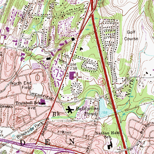 Topographic Map of Washington Middle School, CT