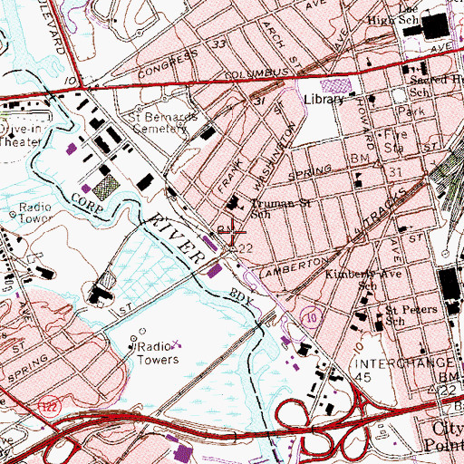 Topographic Map of Washington Playgrounds, CT