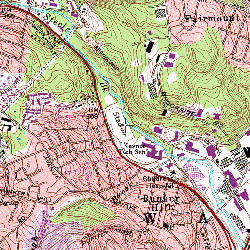 Topographic Map of Waterbury Municipal Stadium, CT