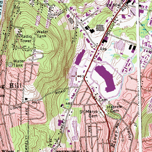 Topographic Map of Waterbury Plaza Shopping Center, CT